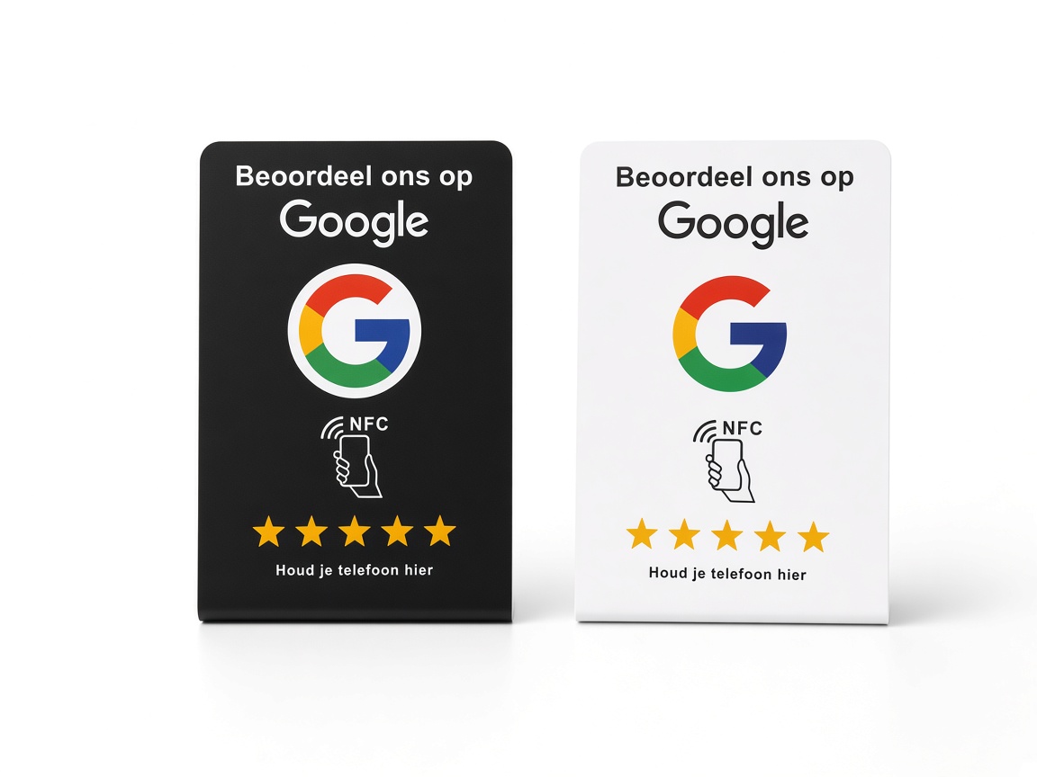Fysiek Google Review NFC-plakkaat om recensies te verzamelen